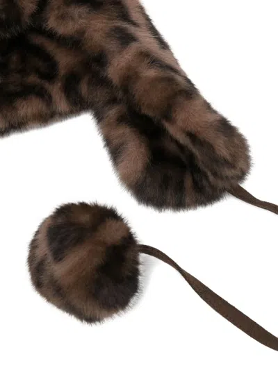 Gotha Pompom-detail Leopard-pattern Beanie In Brown