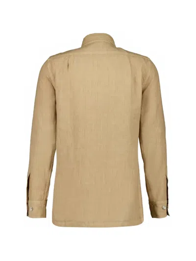 120% Lino Button Multiple Pocket Jacket In Neutral