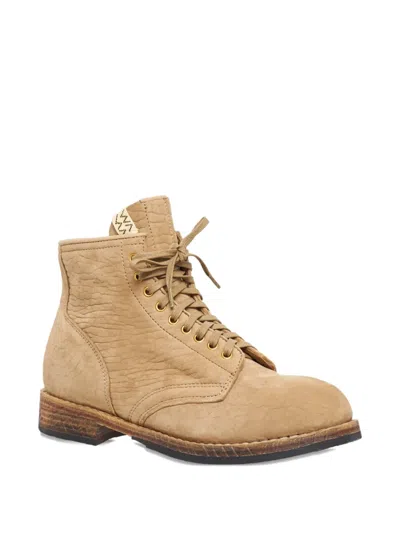 Visvim Brigadier Folk Suede Lace-up Boots In Animal Print