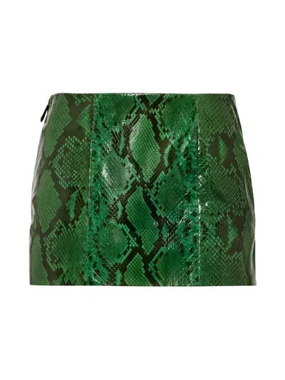 Philipp Plein Python Leather Mini Skirt In Green