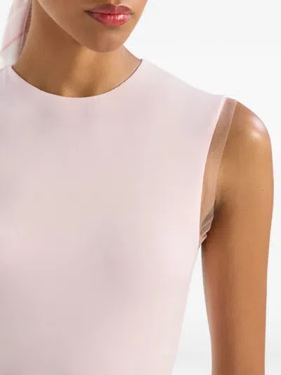 Genny Light Pink Solid Round Neck Top In Multi