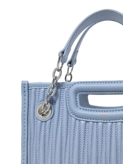 Maje Mini Quilted Leather Tote In Blue