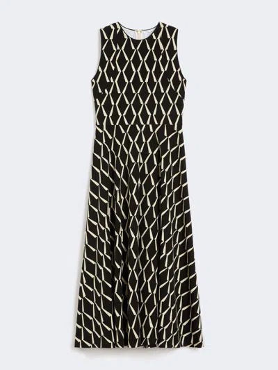 Max Mara Lampara Geo Print Jersey Midi Dress In Black