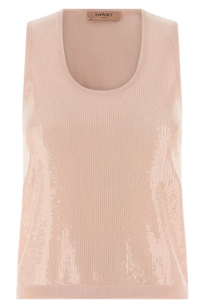 Twinset Sequin Top In Pink