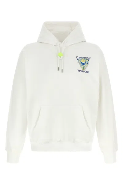 Casablanca Tennis Club Logo-print Hooded Cotton Sweatshirt In White