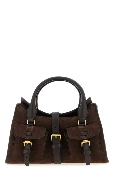 Mulberry Roxanne Brown Small Handbag With Adjustable And Removable Shoulder Strap And Two Front Pockets In Su