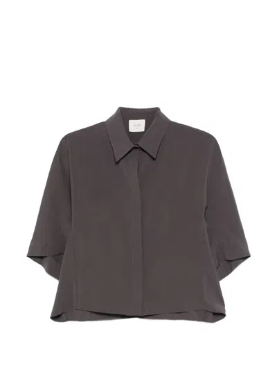 Alysi Dark Grey Relaxed Solid Shirt In Gray