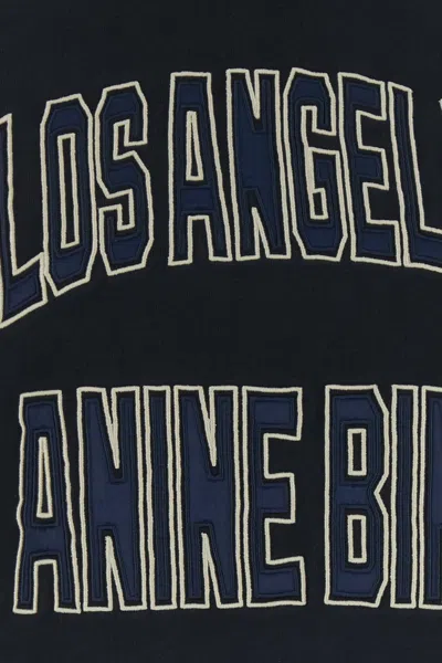 Anine Bing Womens Vintage Black Harry Logo-embroidered Cotton Sweatshirt In Blue