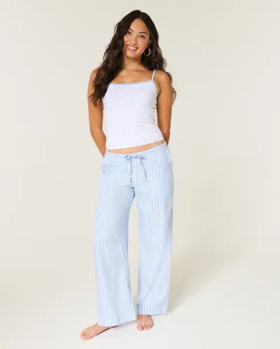 Hollister Oxford Wide-leg Pants In Blue