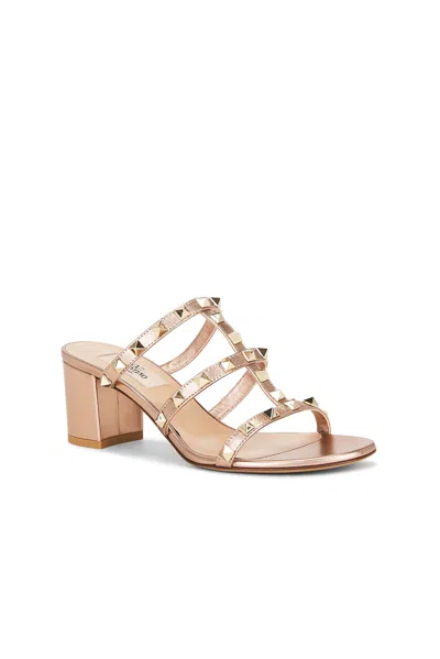 Valentino Women Pink Rockstud Leather Heels, 4.5 Luxury Pumps & Heels For Women Darveys In Neutral