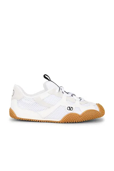 Valentino Garavani Amphibia Sneaker In Rubberised Calfskin And Split Leather Woman White 41