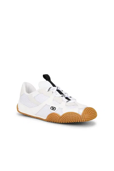 Valentino Garavani Amphibia Sneaker In Rubberised Calfskin And Split Leather Woman White 41