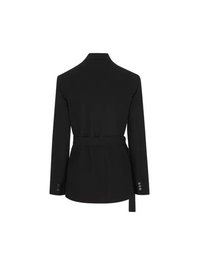 Loewe Womens Black Peak-lapel Draped Wool And Leather Blend Jacket In Black