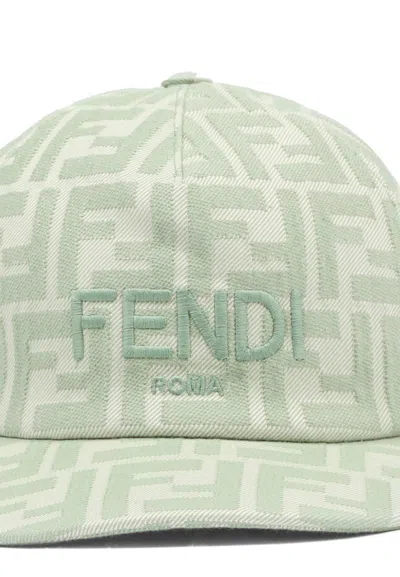 Fendi Logo-pattern Cap In Green