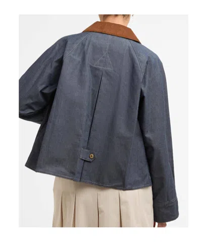 Barbour Freckleton Denim Jacket Dress Contrast Collar Cuffs In Blue