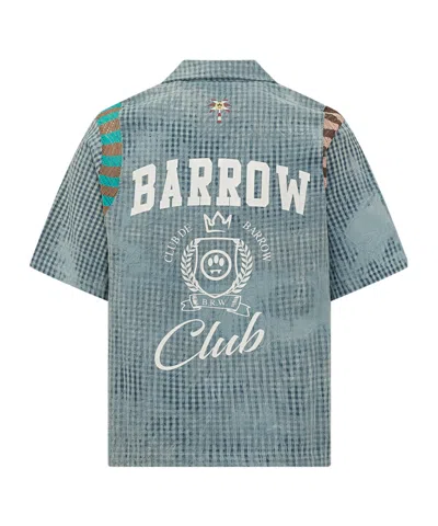 Barrow Bowling Collar Shirt With Micro-checkered Pattern In Blue