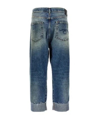 R13 Crossover Cuffed Jeans In Blue