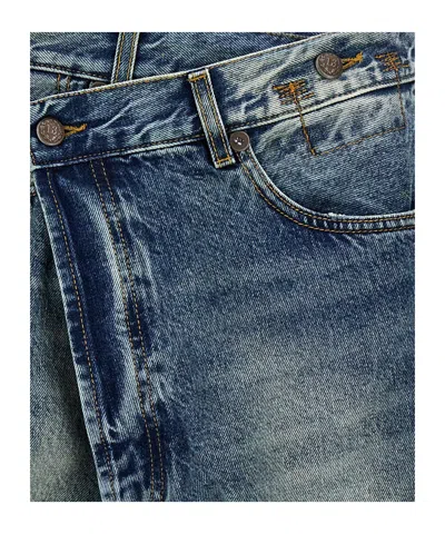 R13 Crossover Cuffed Jeans In Blue
