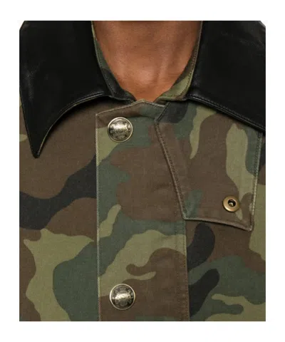 Nili Lotan Casual Jacket High Collar Camouflage Pattern Pockets In Green