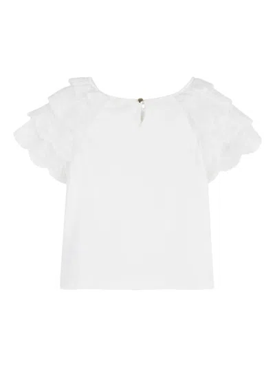 Chloé Ruffled Sleeve Top In White