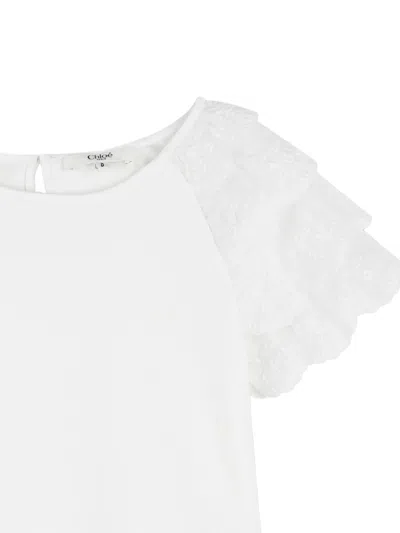 Chloé Ruffled Sleeve Top In White