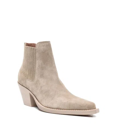 Paris Texas Texan Ankle Boots In Stone Calf Suede Leather In Gray