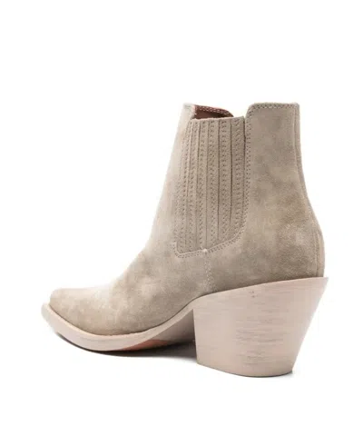 Paris Texas Texan Ankle Boots In Stone Calf Suede Leather In Gray