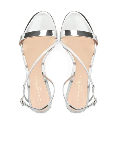 Gianvito Rossi Silver Solid Open Round Toe Heels In Animal Print