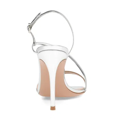 Gianvito Rossi Silver Solid Open Round Toe Heels In Animal Print
