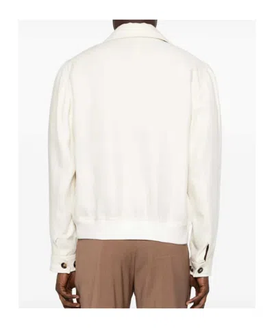 Brunello Cucinelli Hopsack Jacket Long Sleeves Patch Pockets In White