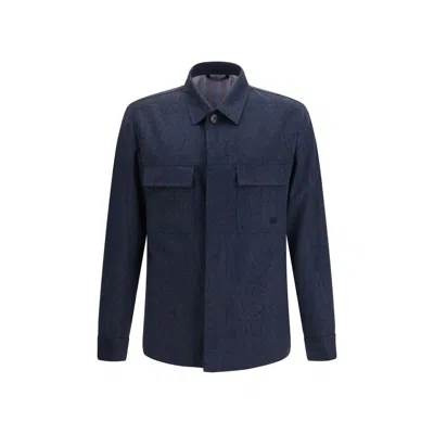 Etro Paisley-pattern Overshirt In Blue