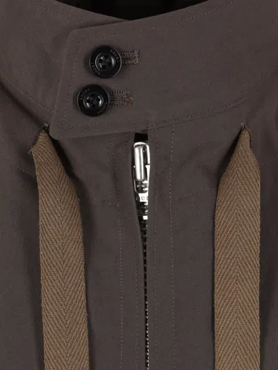 Sacai Full-zip Drawstring Jacket In Gray