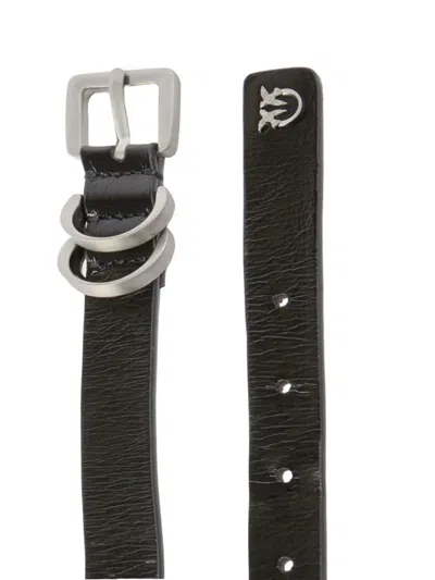 Pinko Black Logo Solid Belt In Black