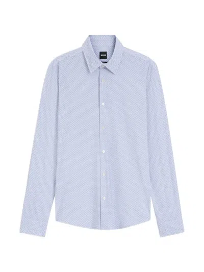 Hugo Boss Slim-fit Shirt In Printed Performance-stretch Jersey In Neutral