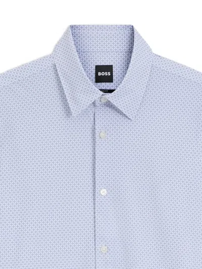 Hugo Boss Slim-fit Shirt In Printed Performance-stretch Jersey In Neutral