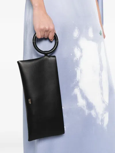 Tom Ford Aura Leather Clutch Bag With Lettering Logo On The Front In Black