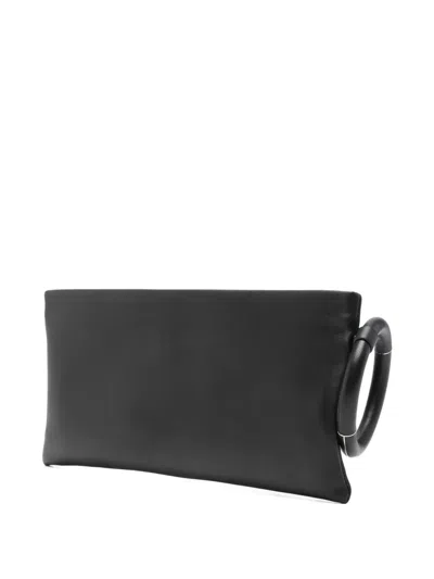 Tom Ford Aura Leather Clutch Bag With Lettering Logo On The Front In Black