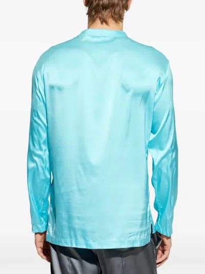 Tom Ford Button-placket Pajama Top In Blue