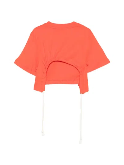 Msgm Logo-appliqué T-shirt In Orange