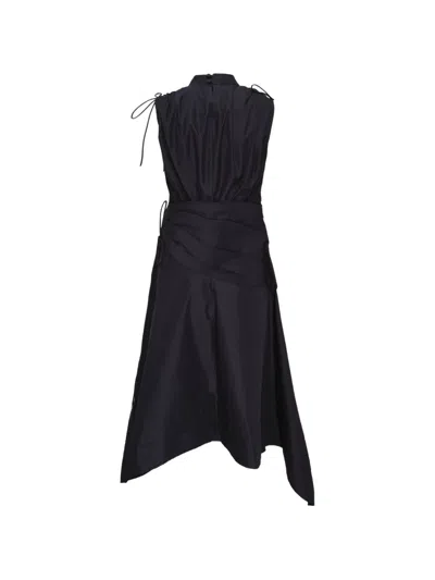 3.1 Phillip Lim Sleeveless Ruched Dress With Handkerchief In Black