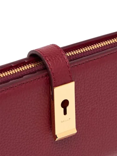 Bally Lock Me Long Wallet In Red