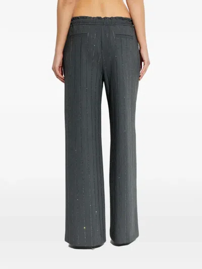 Self-portrait Beaded Drawstring Trousers In Gray