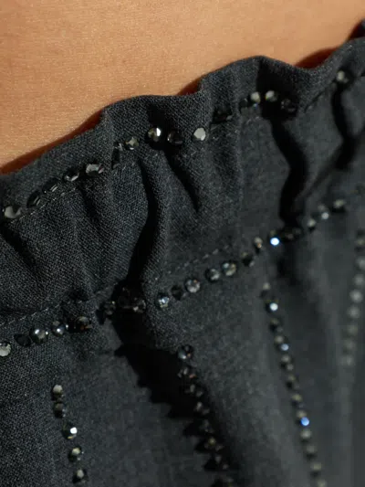 Self-portrait Beaded Drawstring Trousers In Gray