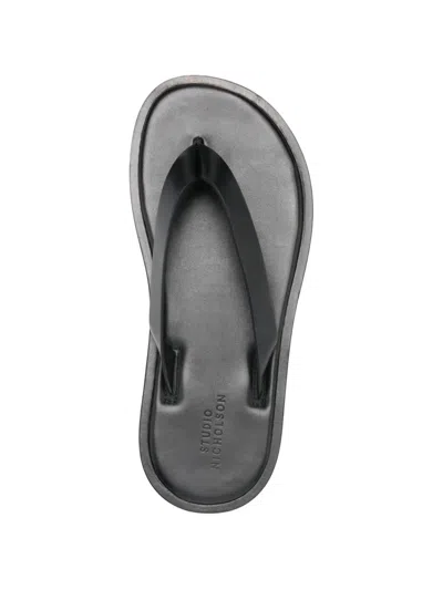 Studio Nicholson Leather Flat Sandals In Black