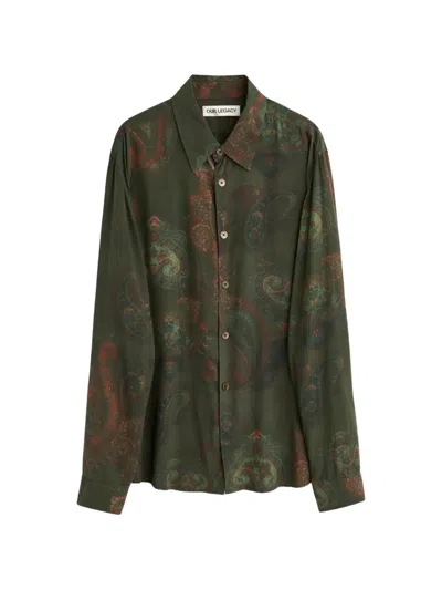 Our Legacy Casual Long Sleeve Shirt Paisley Pattern In Green