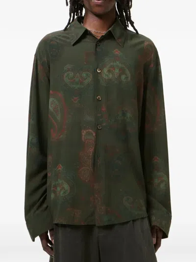 Our Legacy Casual Long Sleeve Shirt Paisley Pattern In Green