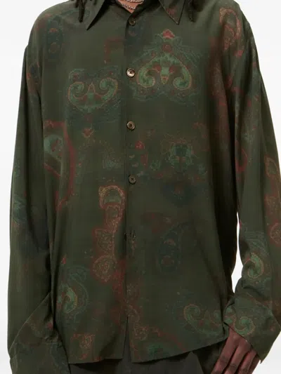 Our Legacy Casual Long Sleeve Shirt Paisley Pattern In Green