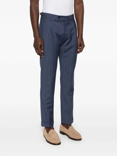 Berwich Striped-pattern Tailored Trousers In Blue