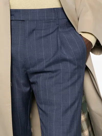 Berwich Striped-pattern Tailored Trousers In Blue