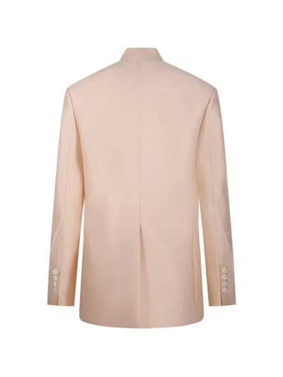 Sandbeige Button Single-breasted Blazer In Pink